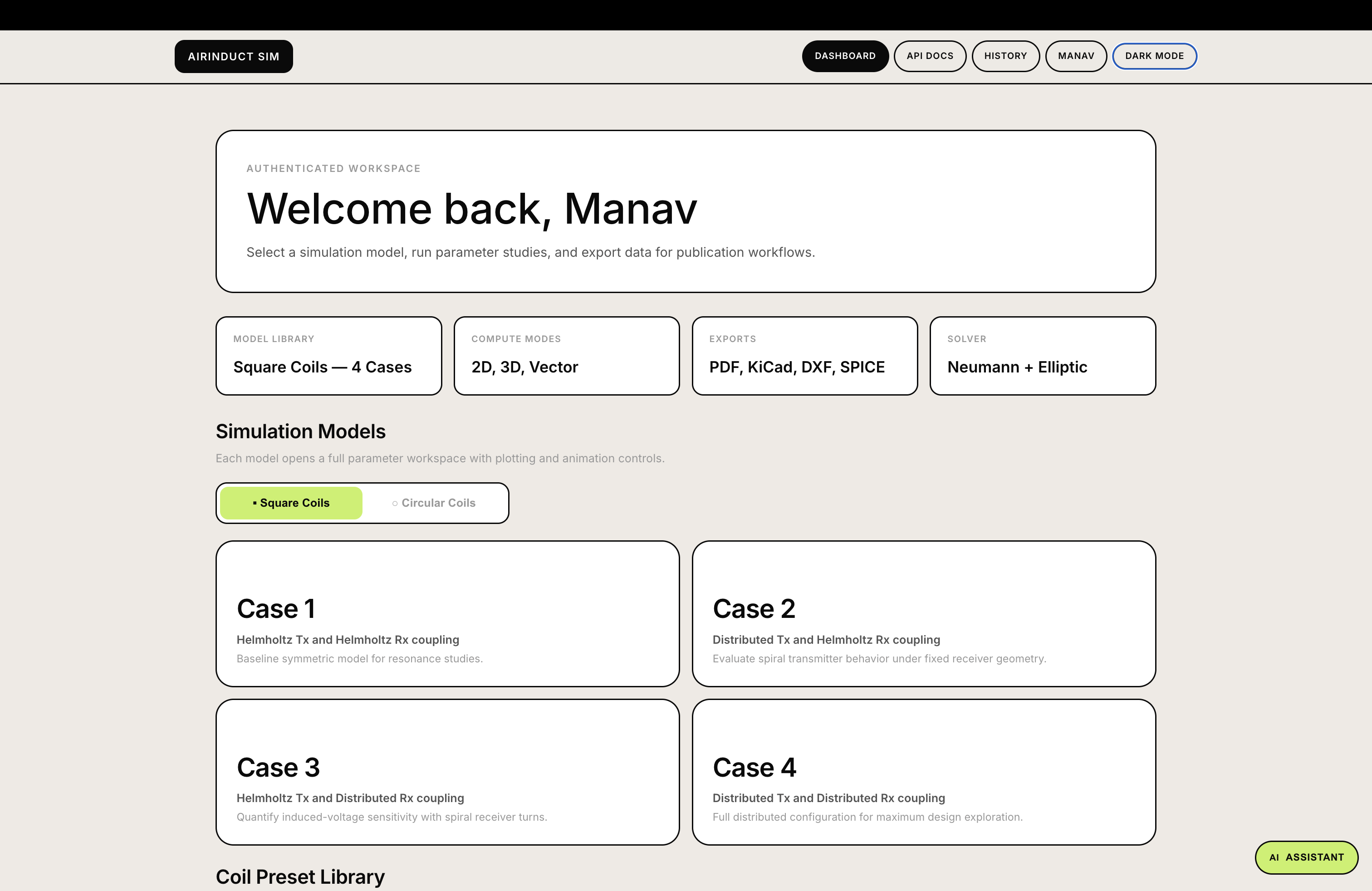 AirInduct Sim Dashboard